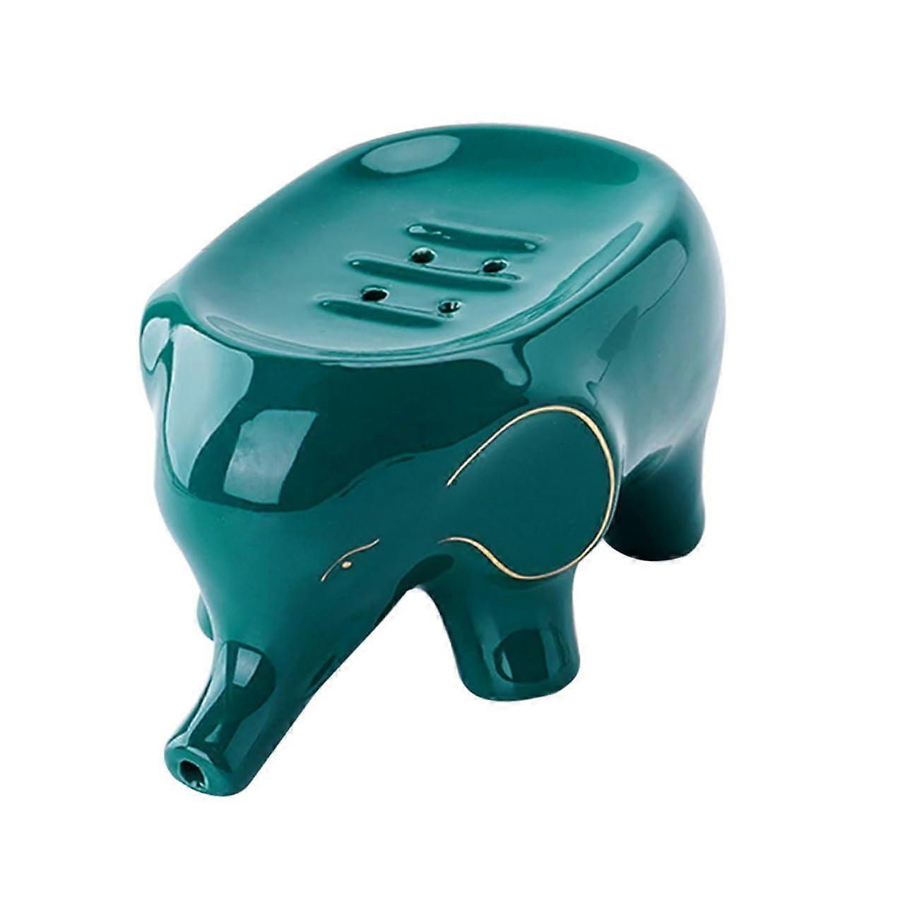 Ceramic Elephant Soap Dish with SelfDraining Design for Bathroom and Kitchen Decor