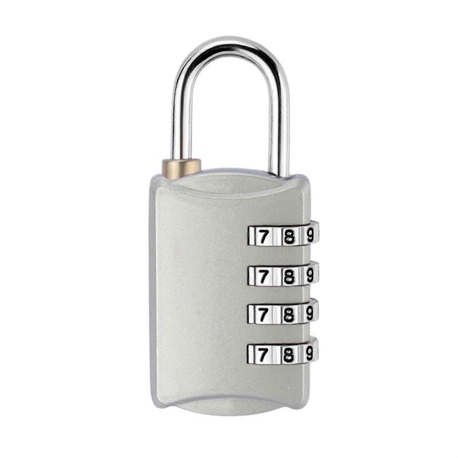 4 Dial Combination Luggage Lock with 10,000 Codes, Weatherproof Travel AntiTheft Padlock Silver