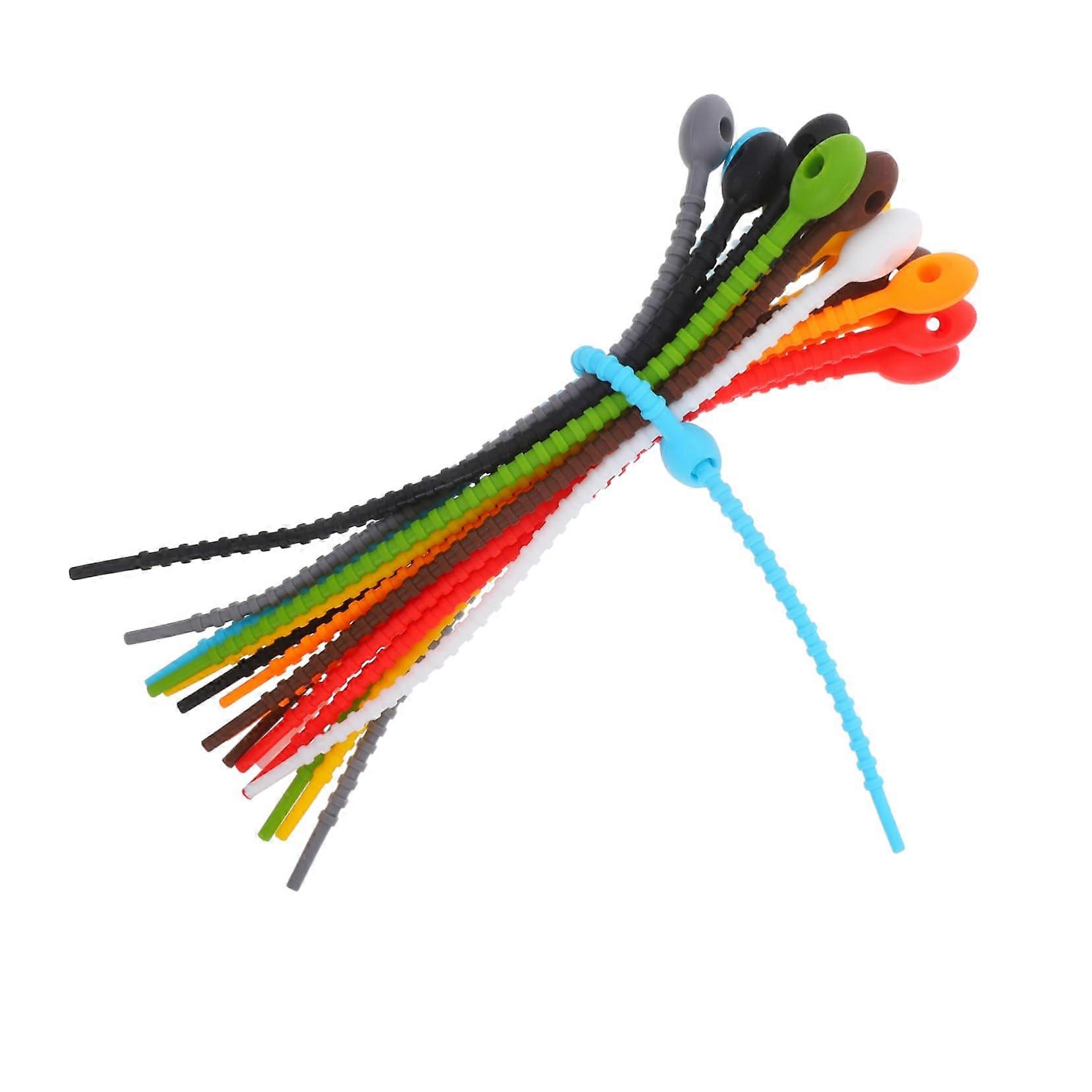 18pcs Reusable Silicone Cable Ties with  Elasticity for Secure Cord Management and Organizing