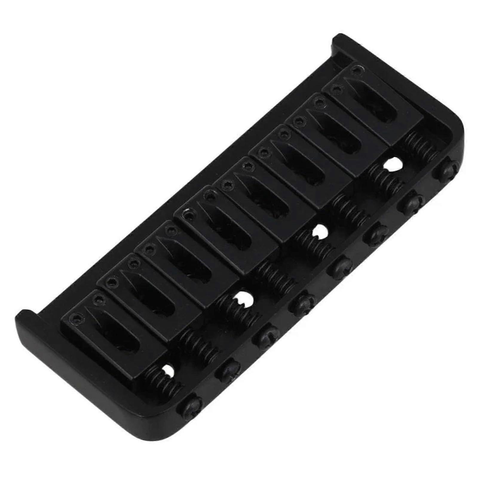 8 String Guitar Bridge Black with ThroughBody Stringing PreGrooved Saddles and Mounting Kit