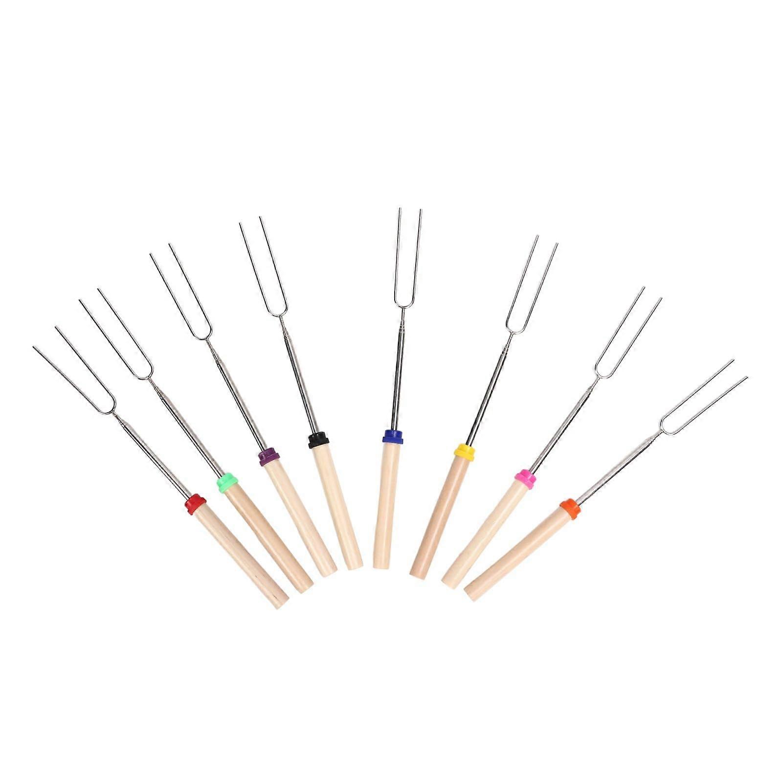 Telescoping Marshmallow Roasting Sticks Set, 8pcs Extendable Campfire Skewers with Carry Bag for Camping
