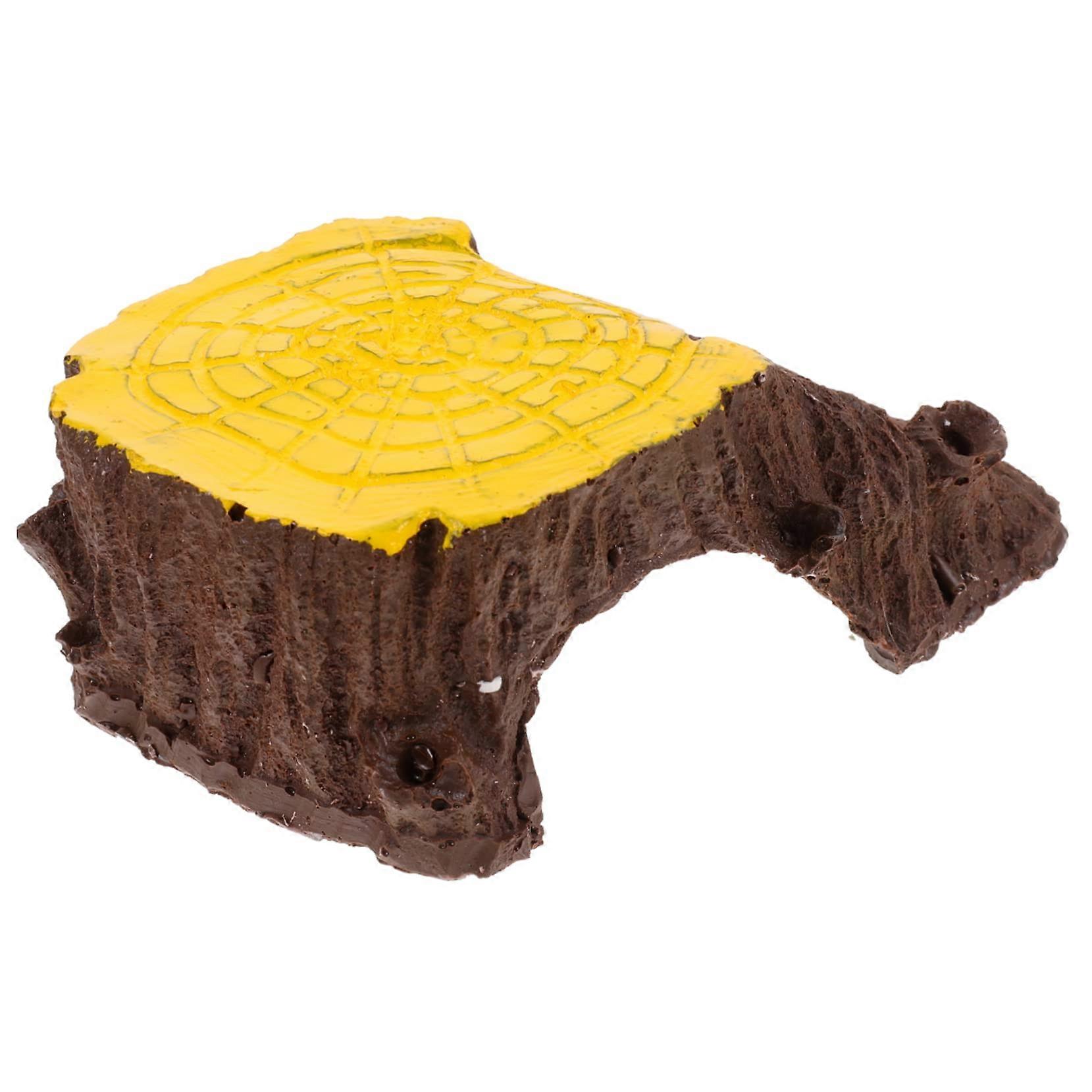 Turtle Basking Platform with Decorative Reptile Hideout Cave, Safe Durable Resin for Terrarium