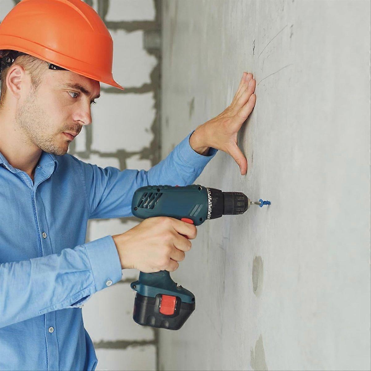 100 peças de âncoras de parafuso de concreto de 3/16 polegadas x 1-1/4 cabeças planas azuis