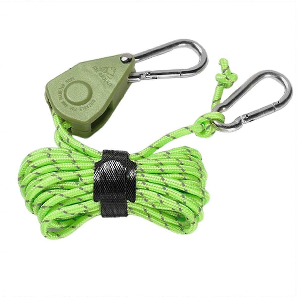  Green 5Pcs Portable Adjustable Fixed Camping Rope