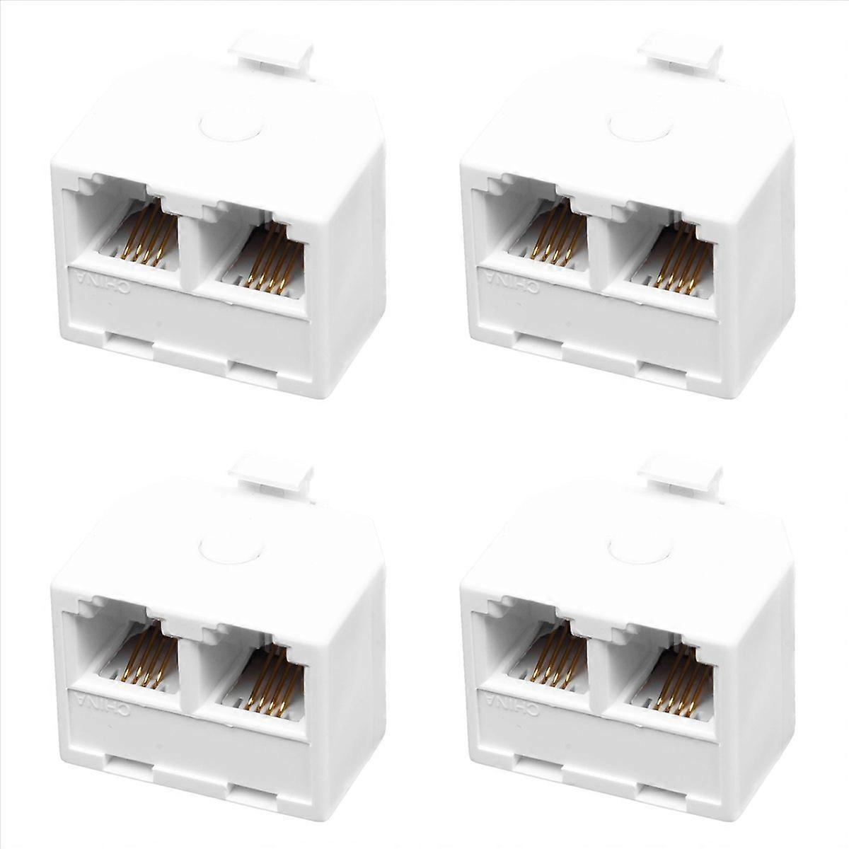 2-Way 6P4C RJ11 Modular Phone Wall Adapter and Splitter