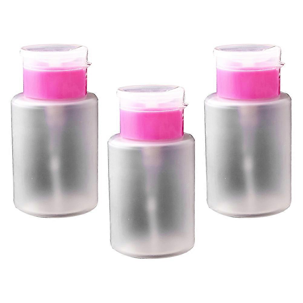 Nail Polish Remover Bottle Pressing Storage Bottle for 3Pcs Pink Plastic