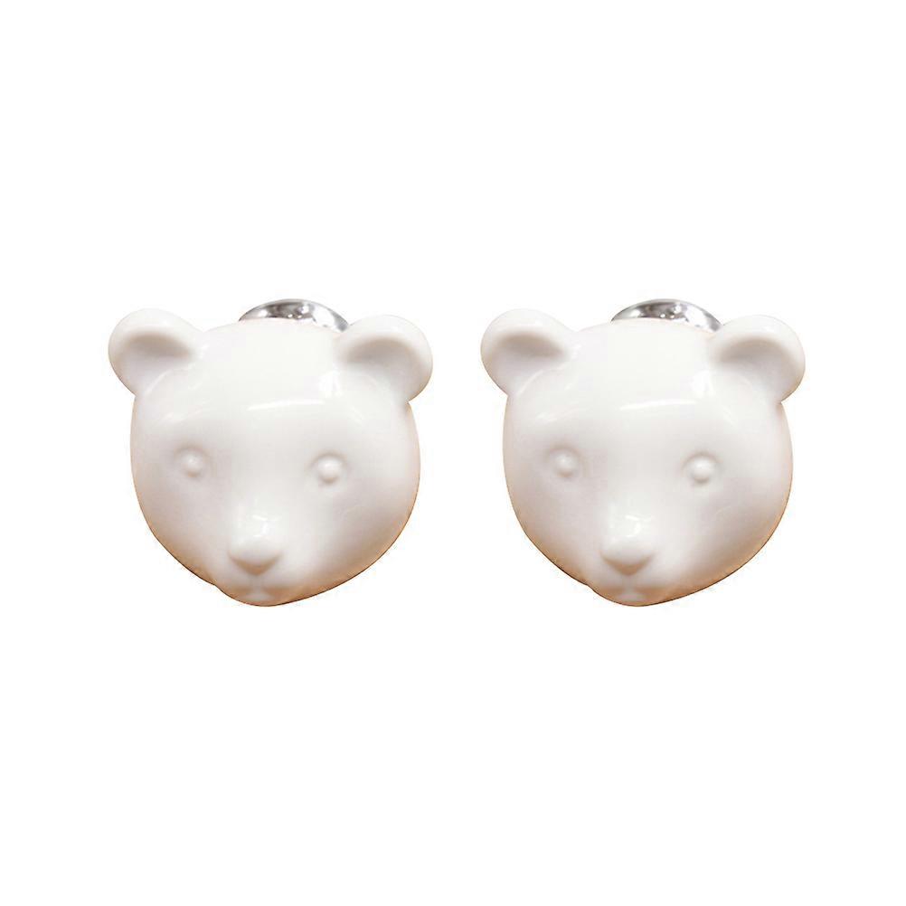 2Pcs Cartoon Ceramic Drawer Knobs Handle for Cabinet Animal Style White
