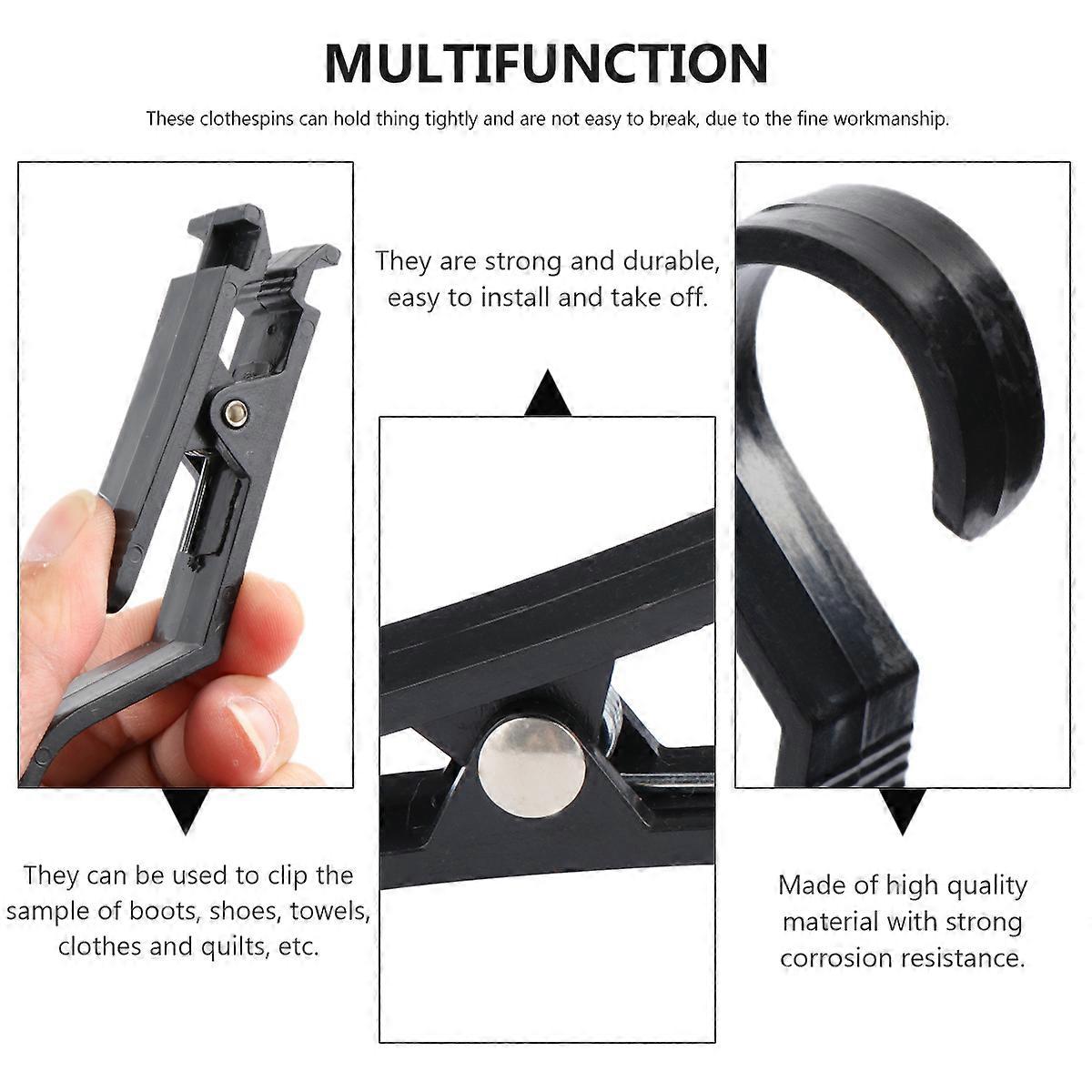 ABS Hook Clips for Hanging 15Pcs Black Multipurpose Cloth Clips