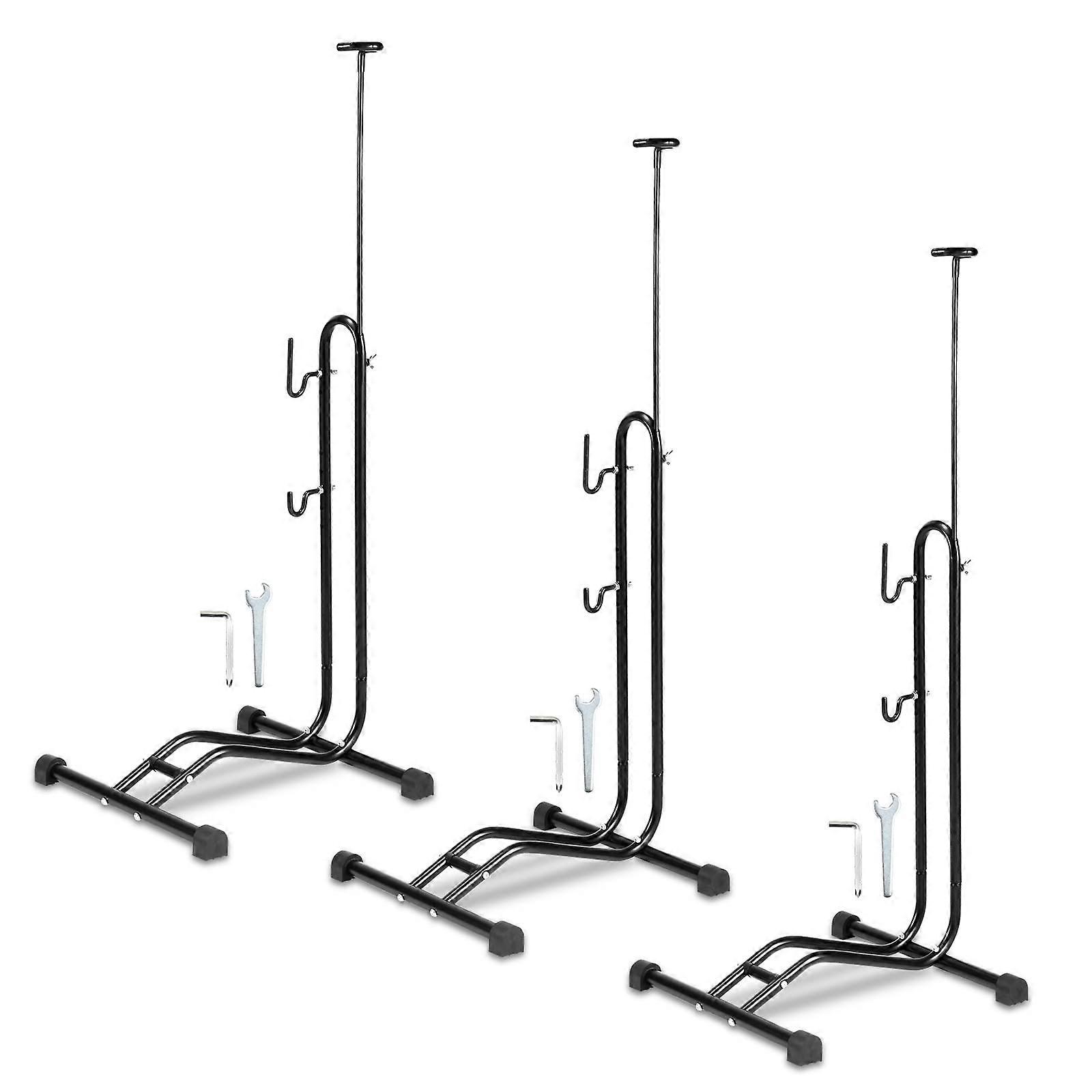Adjustable 3in1 Bike Stand with ScratchResistant Hooks, SpaceSaving Vertical Bicycle Storage