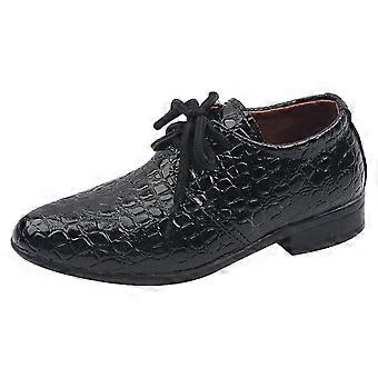 Ediodpoh Jungen-Anzugschuhe, Lederschuhe, Muster, modisch, einfarbig, Schnürschuhe, niedriger Absatz, bequeme Performance-Schuhe, Schwarz, Größe 38