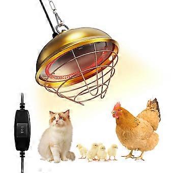350W Gold Finish Chicken Coop Heater with Adjustable Temperature, Carbon Fiber Brooder Lamp for Pets
