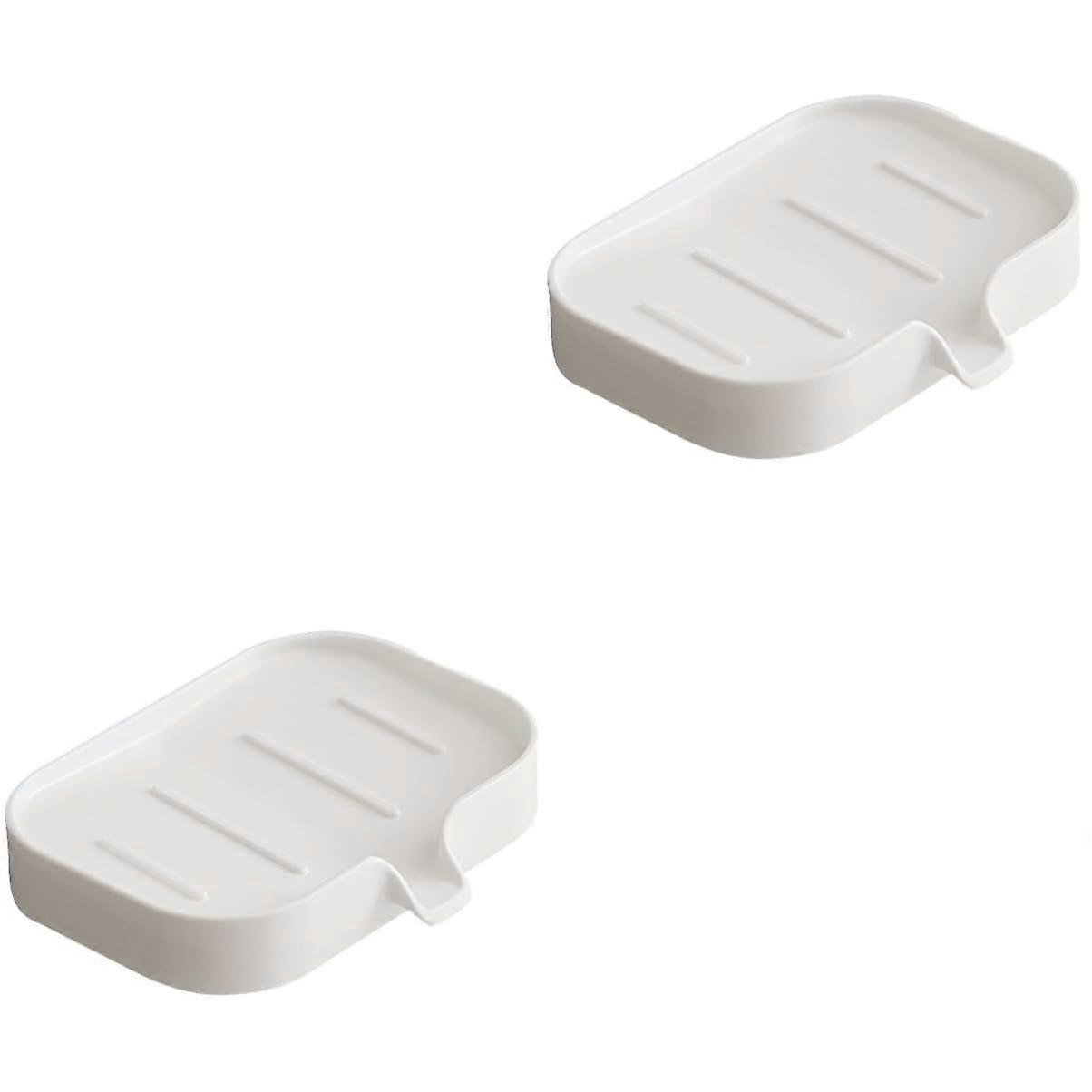 Bathroom Soap Dish 2 Pack, SelfDraining Wall Mounted Soap Holder for Shower, White Plastic