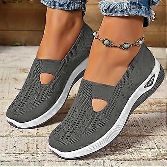 Mocassini classici casual da donna, modello slip-on, scarpe basse versatili per un look casual da ufficio e per il fine settimana. Grigio scuro 40