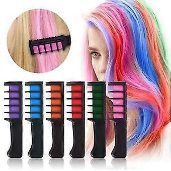Hair Chalk Comb Set 6 Shimmer Colors Temporary Hair Dye for Kids and Adults Washable