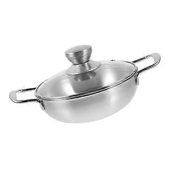 Wok de cocina para exteriores con tapa, de acero inoxidable y doble asa, ideal para acampar y viajar.