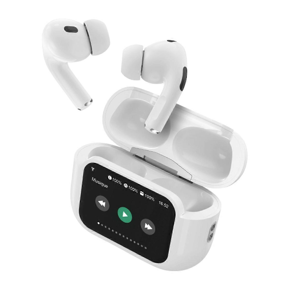 Bluetooth 5.3 Earbuds with 1.65'' Touchscreen Charging Case, White