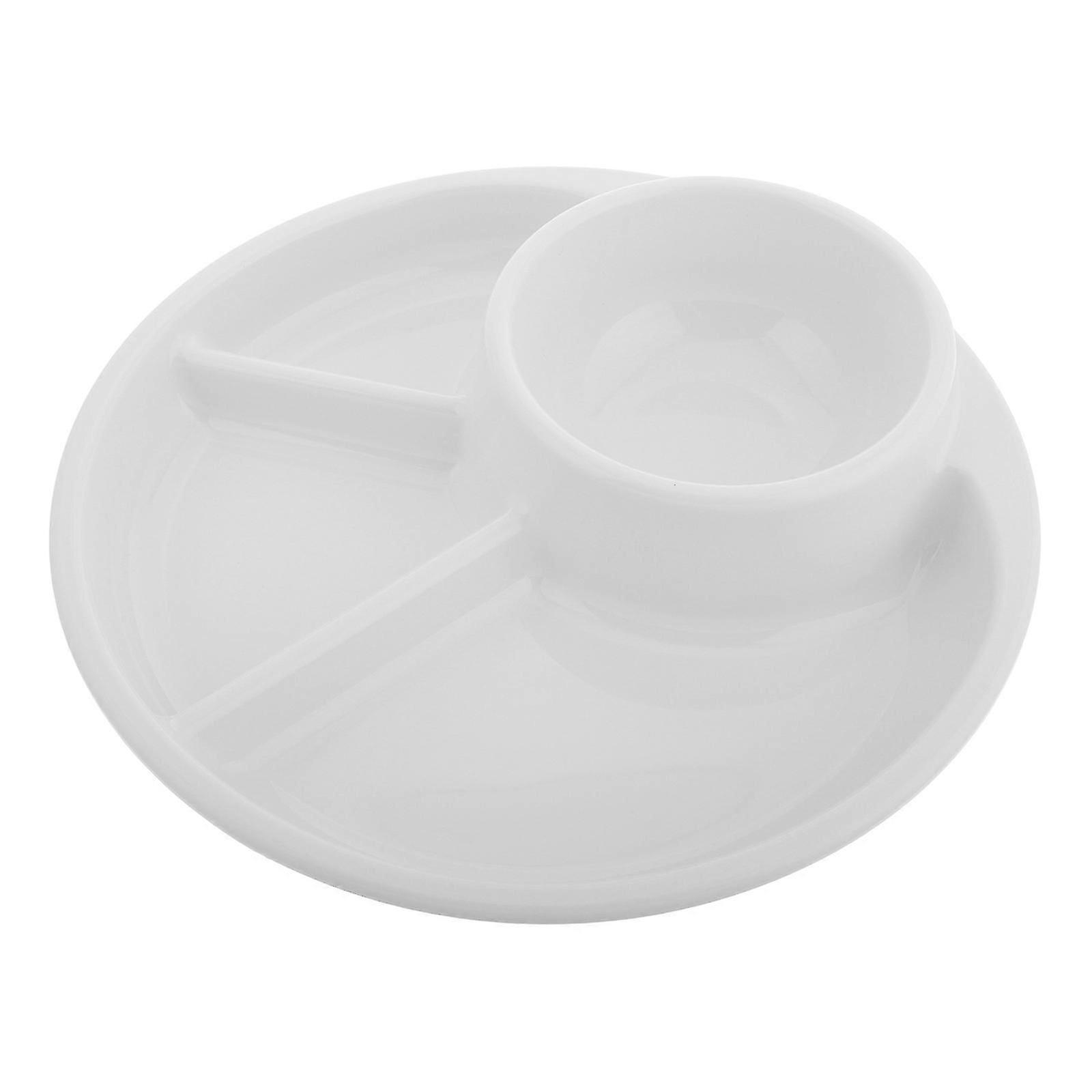 White Divided Plates for Portion Control 3 Compartments Reusable