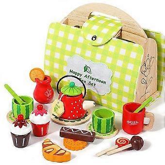 Children's Wooden Afternoon Tea Set - Educational Role Play Toy for Imaginative Play & Social Skills Development