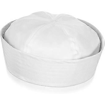 White Sailor Gob Hat for Men 58cm Polyester Bucket Hat Simple Style for Masquerade and Role Play
