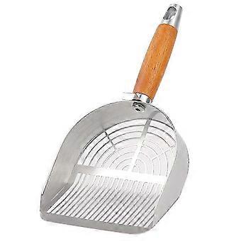 Stainless Steel Cat Litter Scoop , Small Broom & Dustpan , Anti-Break Handle, Dual-Width Holes for Quick Cleaning