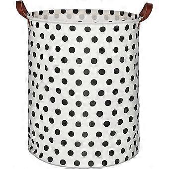Dww-Panier Linge Maleável avec Anse- Point Noir 40x50cm, Grand Panier Rangement 63L, Tecido Impermável Corbeille a Linge pour Enfants, Organizador Chamb