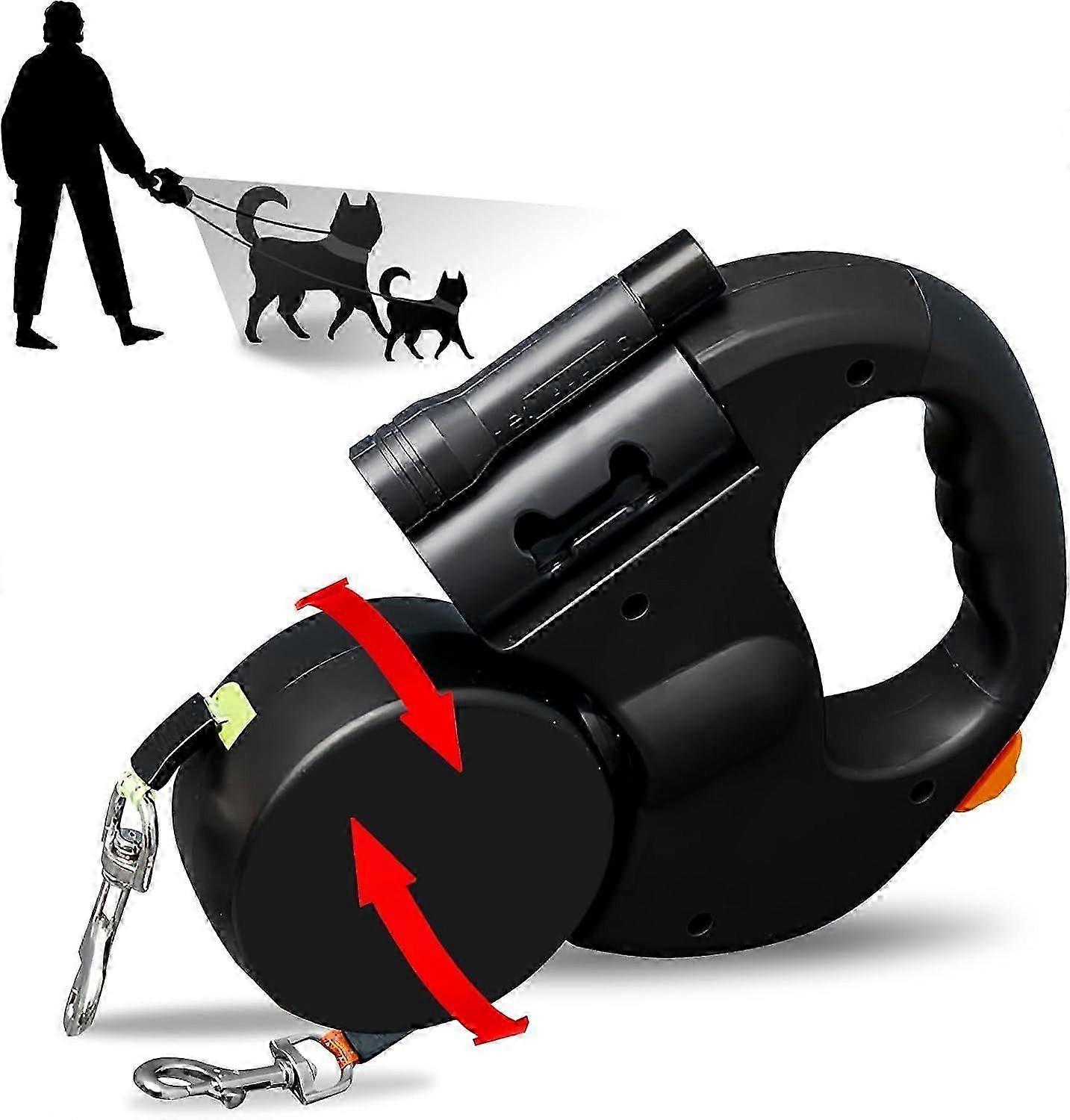 Double Dog Leash for 2 Pets, Retractable & Adjustable