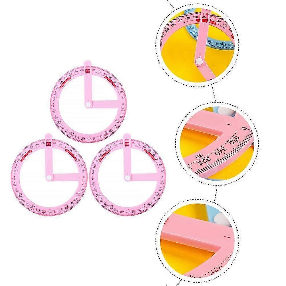 360 Degree Plastic Protractor Teaching Tools for School 3Pcs Teacher Aid
