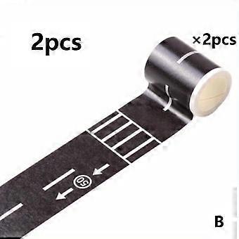 2 Rolls Road Track Tape, 1.9" Wide Removable Paper Tape with Double Lane Lines and Center Dividers for Race Car Track, Parking Lot Decor, Party Suppli