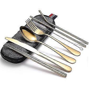 Camping Cutlery Travel Cutlery 8pcs Portable Utensil Adult Cutlery Set Stainless A