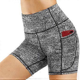 3 Pack Women High Waist Yoga Shorts with Side Phone Pockets, Workout Sports Fitness Active Bottoms,grey