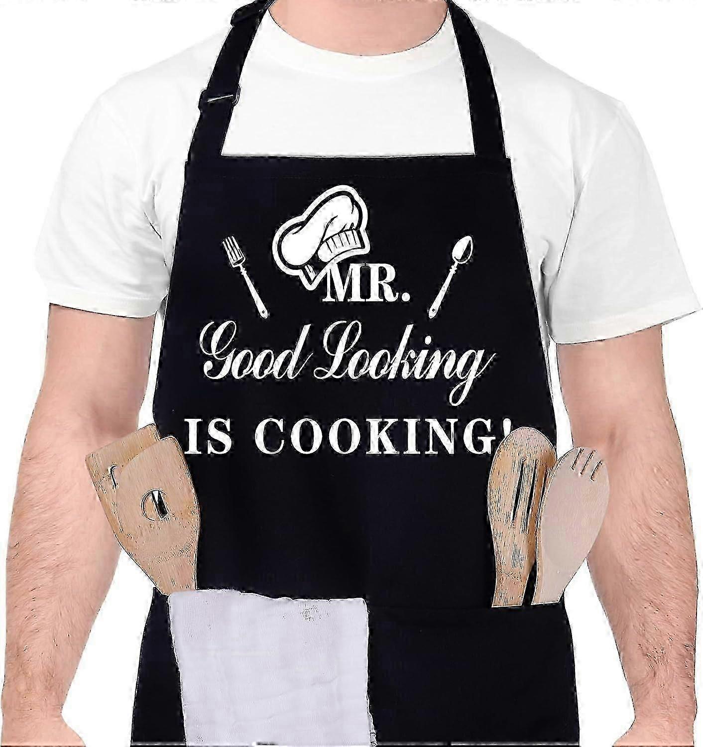 Chef Apron compatible with Men MR GOOD LOOKING IS COOKING
