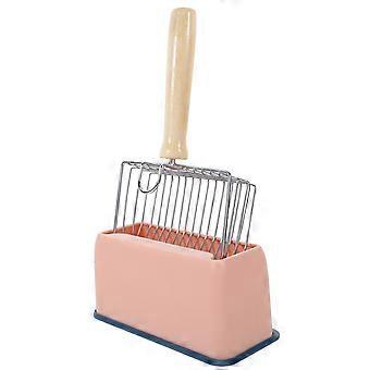 Metal Cat Litter Scoop for Efficient Poop Removal 1Set with Pink Handle