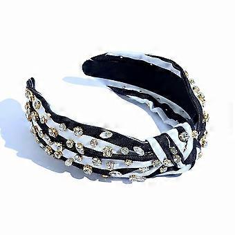 Geknotetes Denim-Haarband mit Schmucksteinen, verziertes Haarband, Twist-Haaraccessoires im Boho-Stil für Mädchen