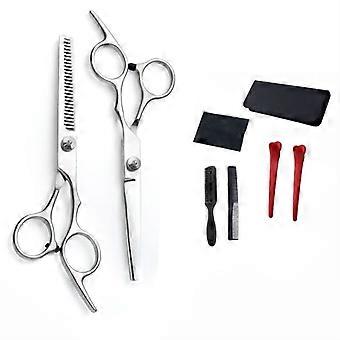 Forbici da taglio per capelli Set di forbici da parrucchiere Kit Forbici per sfoltire Pettine Cesoie Custodia Salone da barbiere professionale Kit di cesoie per la casa per uomo Donna Animali domestici (7