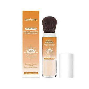 Mineralisches Sonnenschutz-Fixierpuder, LSF 50, Sonnenschutzpuder zum Aufpinseln für Gesicht und Kopfhaut, langanhaltend, leicht, atmungsaktiv, ölkontrollierend, natürliches, mattes Finish