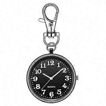 Clip On Pocket Watch with Key Buckle, Designed for Nurses, Black