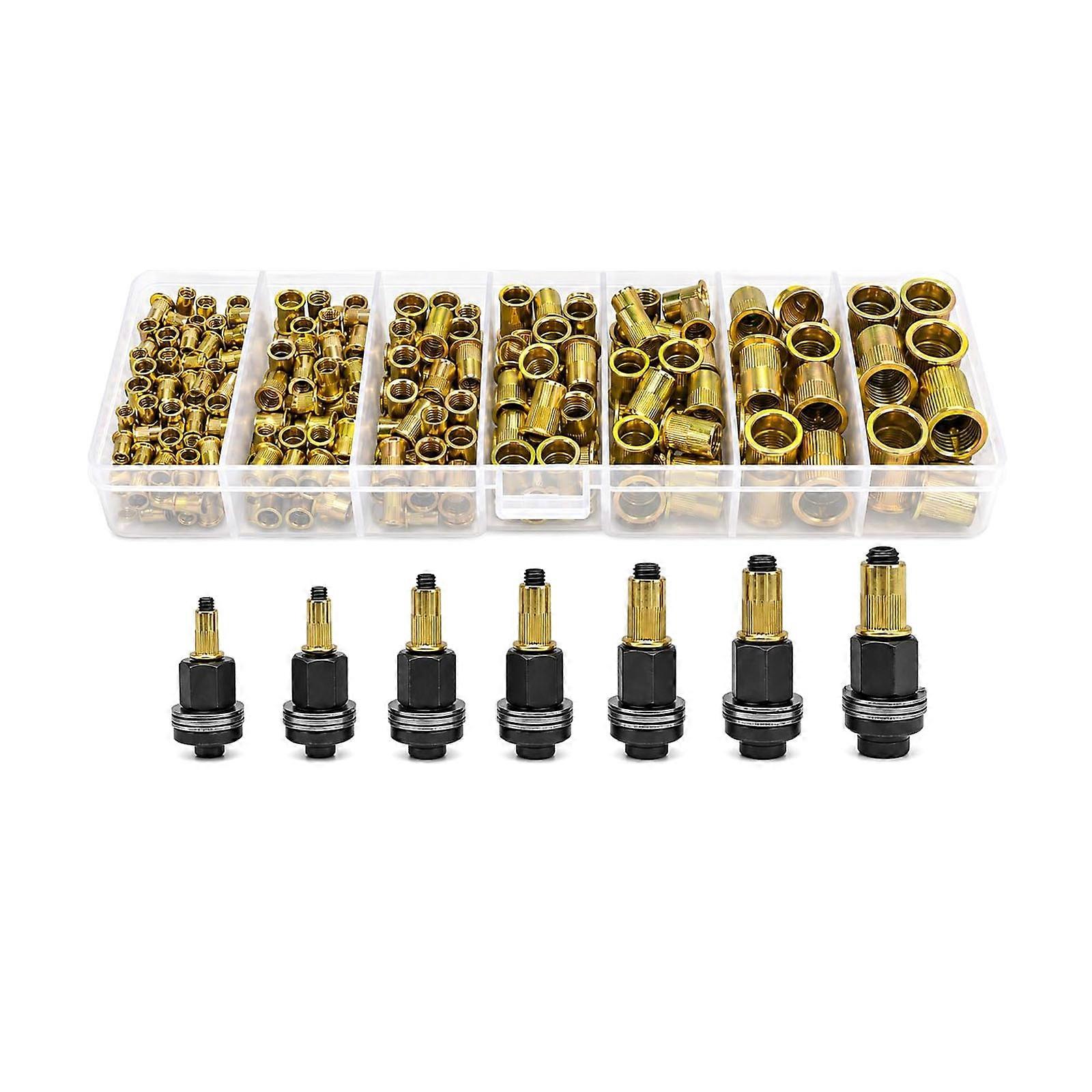 Threaded Insert Storage Case Set, 77 Piece - Assortment with 7 Mandrels and Separated Flanged Inserts for DIY Maintenance Projects Multicolor