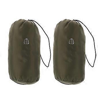 Sacchi di compressione verdi da campeggio, 2 pezzi, con coulisse, ideali per escursioni.