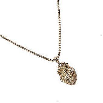 Men's Golden Heart Pendant Necklace 4*60cm 1Pack Adult Fashion Jewelry Gift