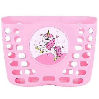 1pc Plastic Children Basket Unicorn Pattern Thickened Bike Hanging Storage Basket for Kids Bike (Pink) high grade