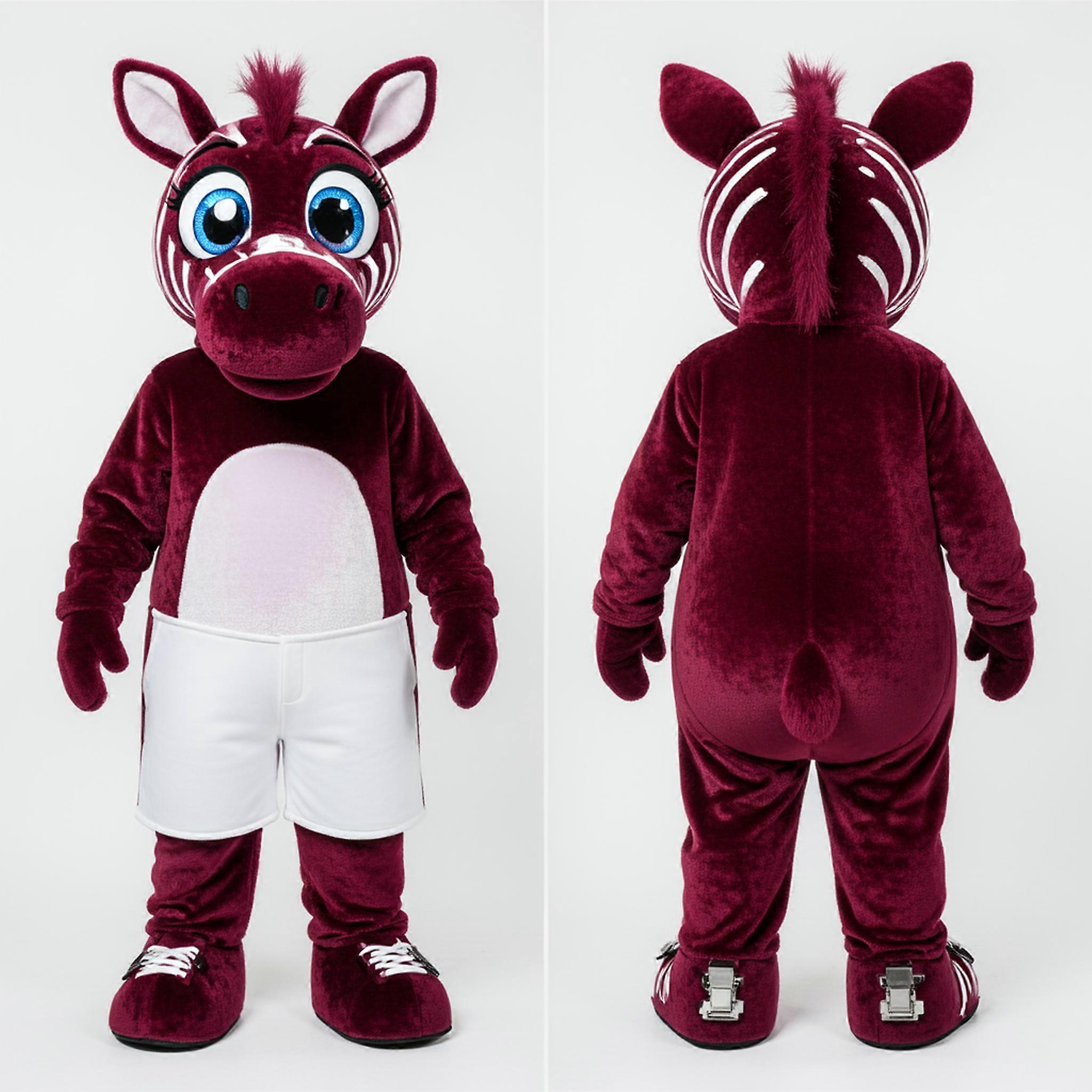 MASTICOT Maroon Velvety Zebra Mascot
