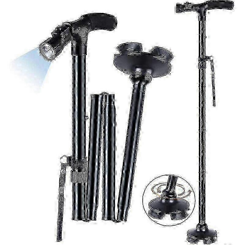 Adjustable Handle LED Walking Cane, Portable Foldable Light-Up Stick compatible with Seniors