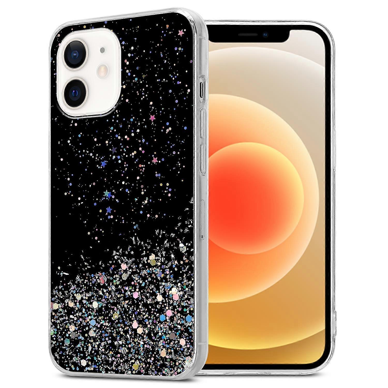 Case compatible with iPhone 12 MINI, TPU protective case - transparent with glitter