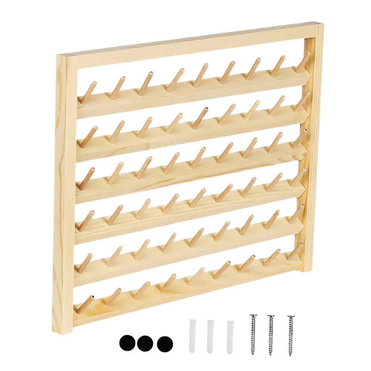 54-Spool Wall Mounted Wooden Rack