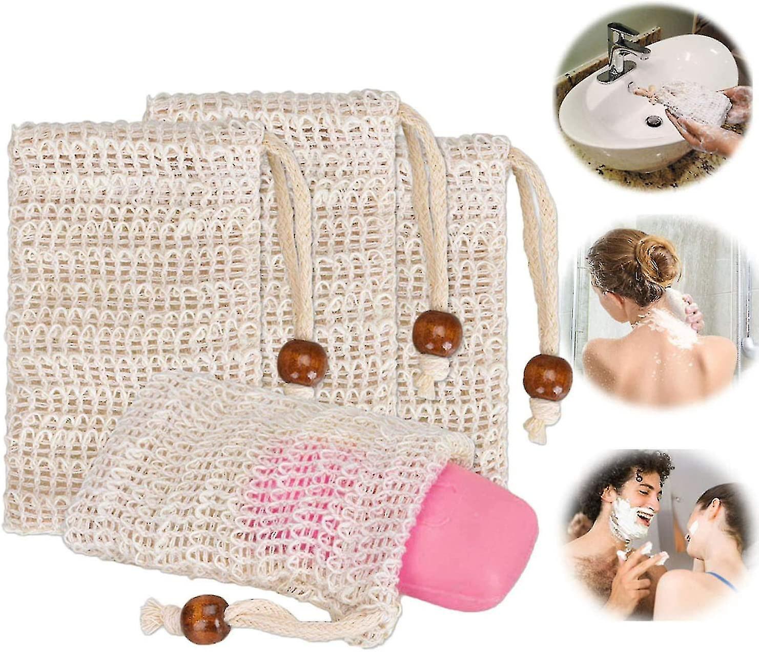 4pcs Soap Bag Shower Exfoliating Massage