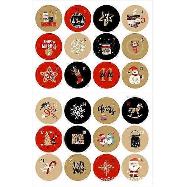 24-Piece Festive Paper Countdown Labels