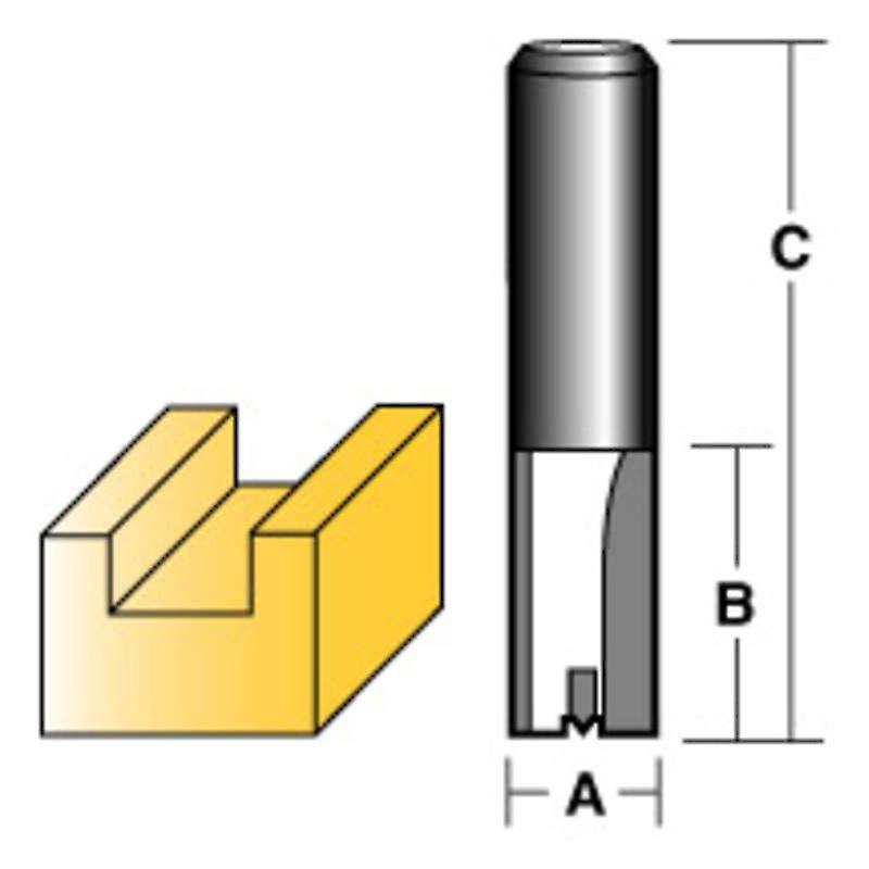 CARBITOOL STRAIGHT ROUTER BIT 3/8" 1/2" SHANK