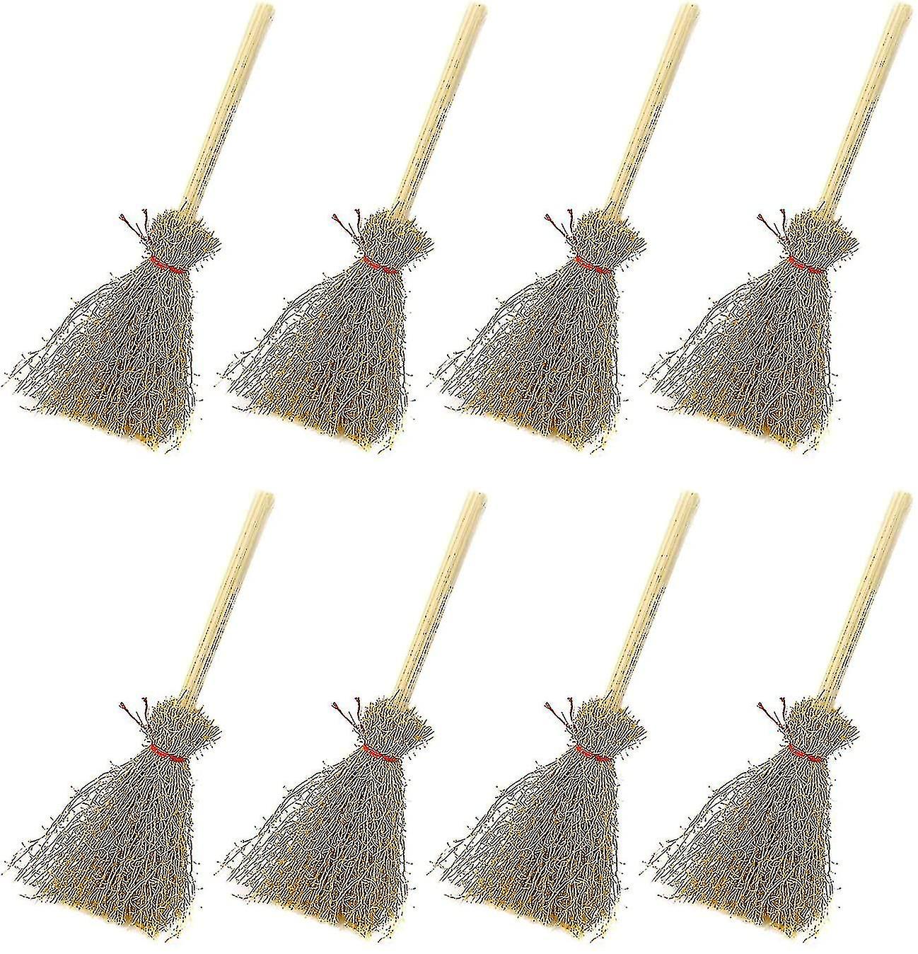 20 Pcs Miniature Artificial Mini Straw Brooms With Red Strings Halloween Straw Craft Decoration Witches Accessory For Costume