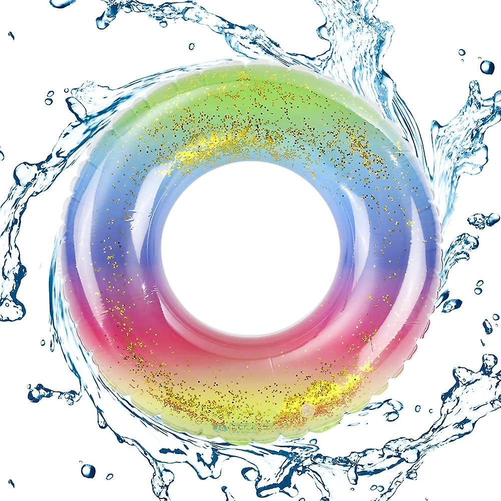 Flashing Swimming Ring, Color Children's Inflatable Floating Ring, Summer Beach Ring Swimming Floating Ring, Rainbow Gradient Children's Swimming Ring