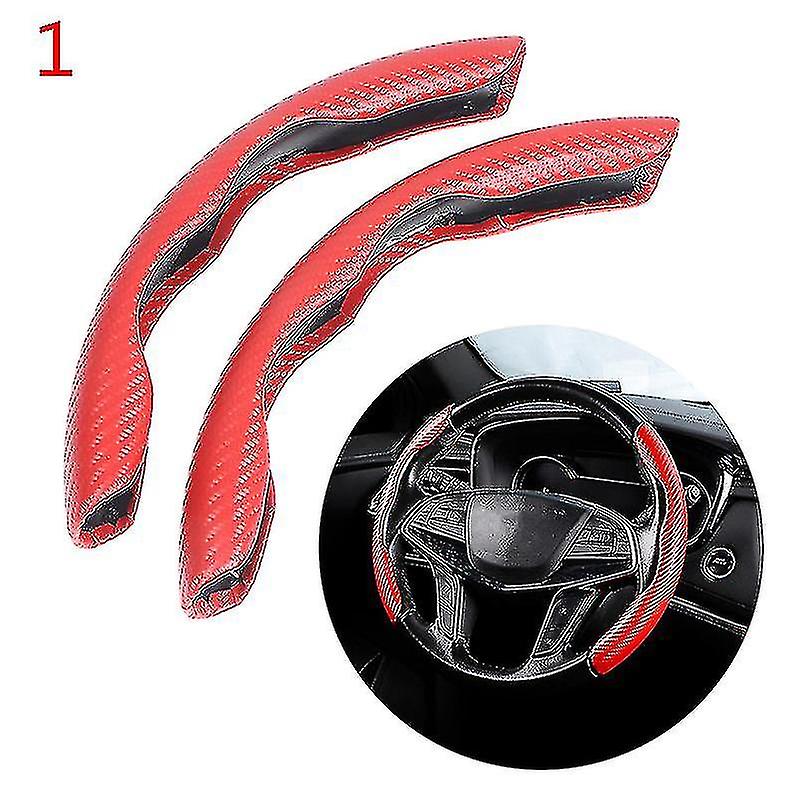 2pc 15 zoll Auto Anti-skid Lenkrad Abdeckung Red Fiber Lenkung Abdeckung